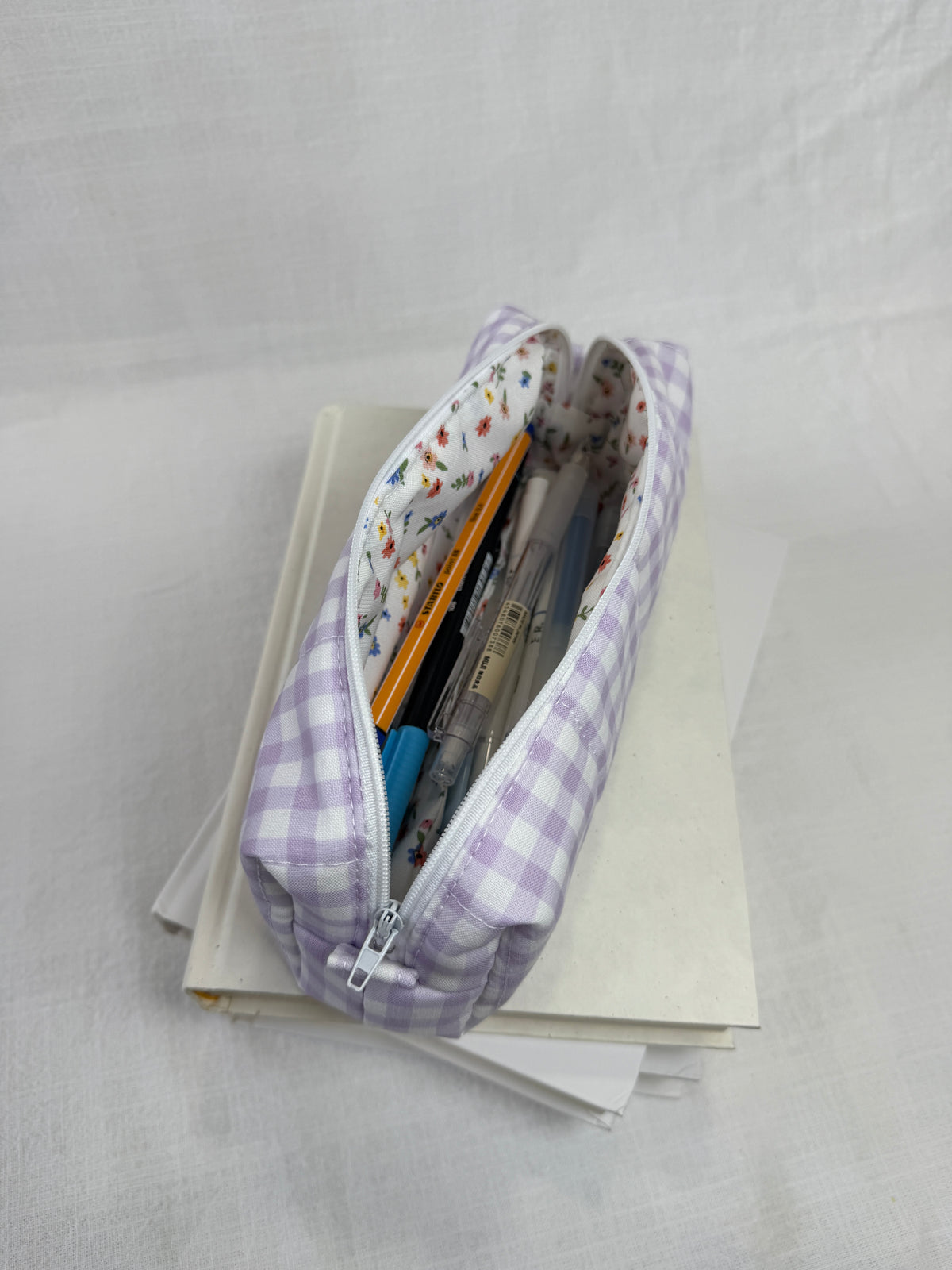 Purple Gingham Pencil Pouch
