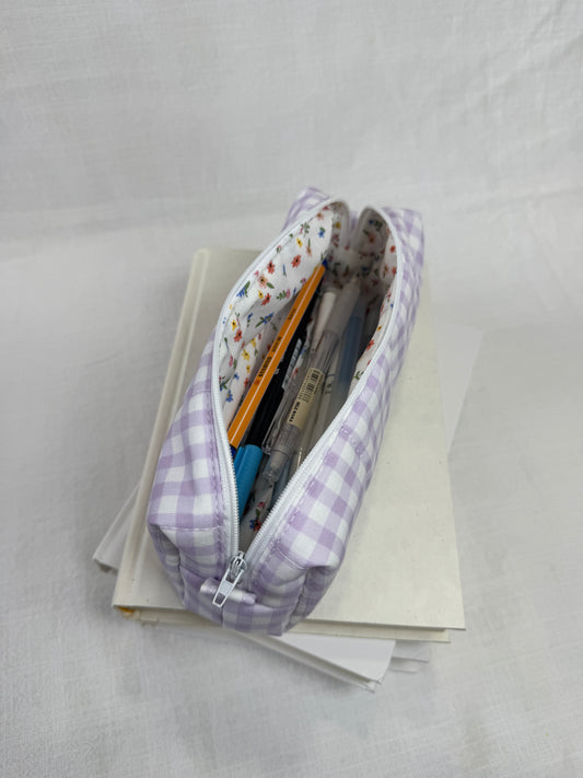 Purple Gingham Pencil Pouch