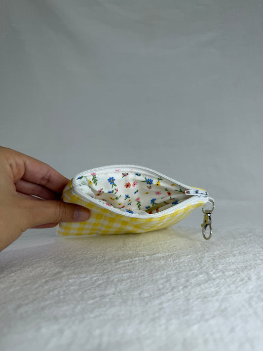 Yellow Gingham Keychain Wallet