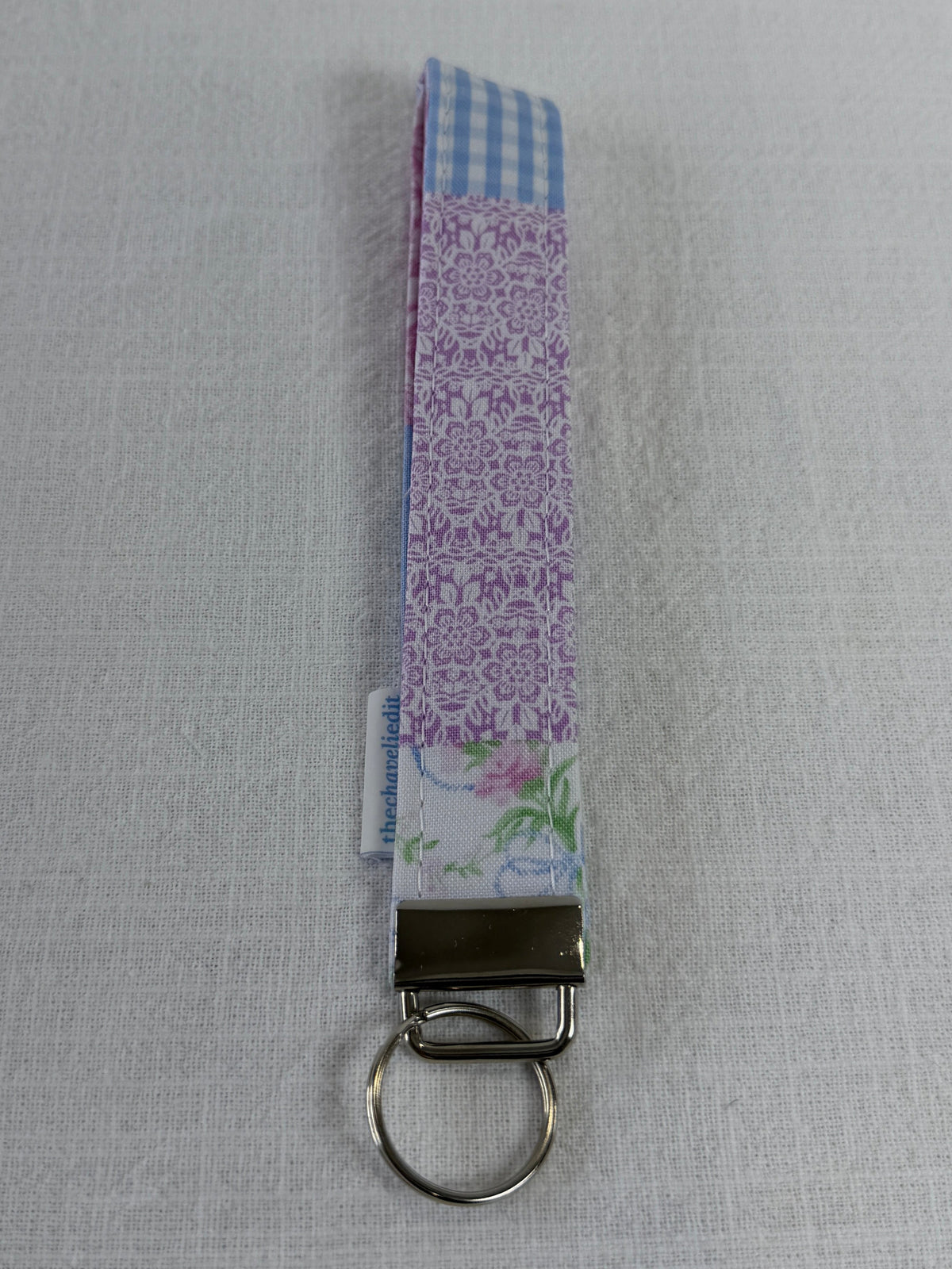 Purple Patchwork Keychain Wristlet