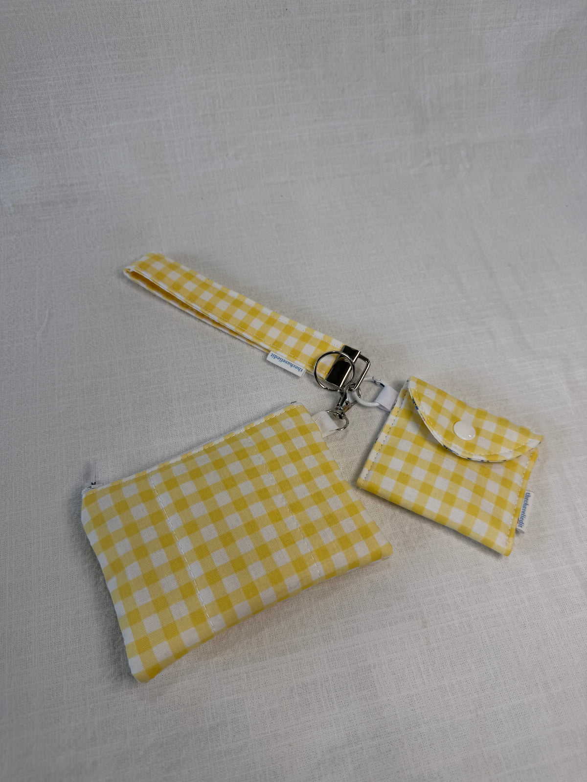 Yellow Gingham Keychain Wallet