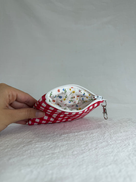 Red Gingham Keychain Wallet