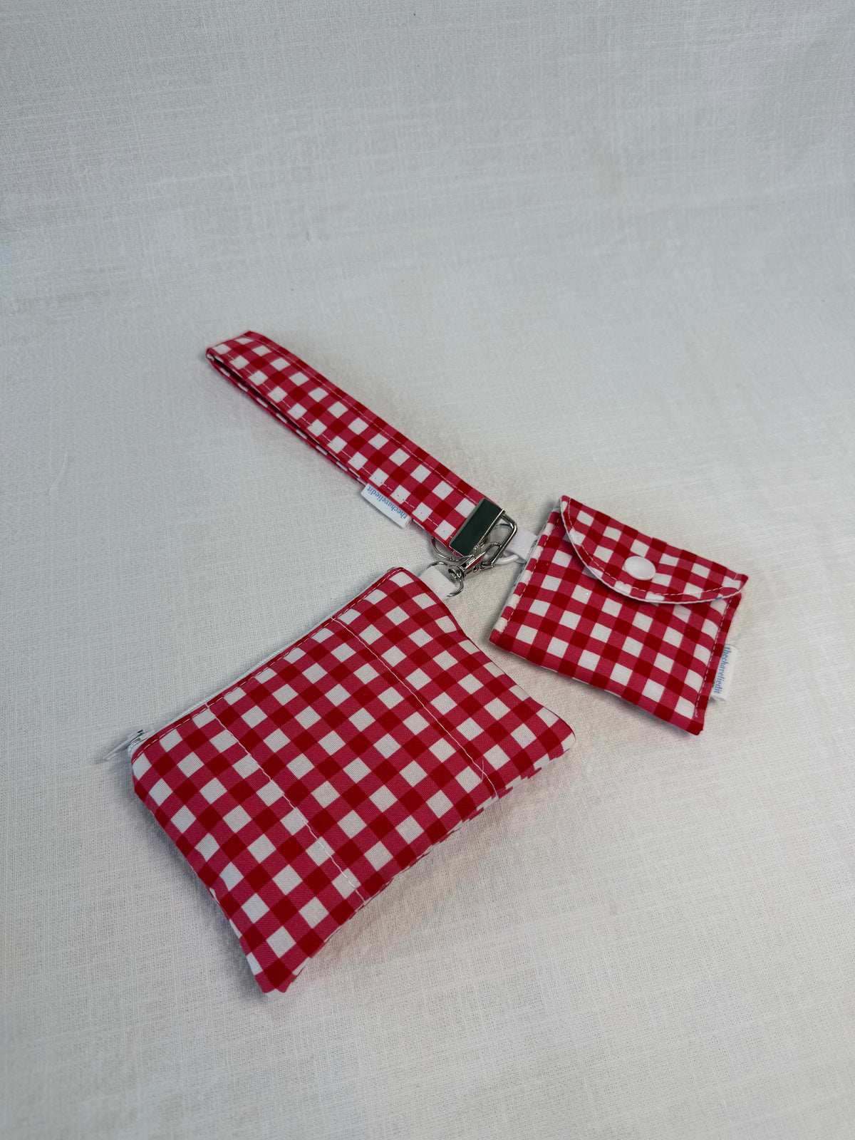 Red Gingham Keychain Wallet