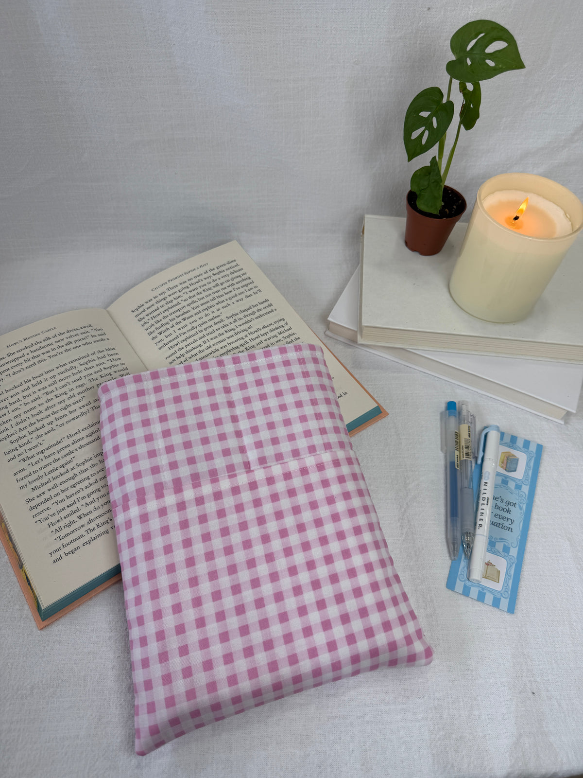 Pink Gingham Book Sleeve