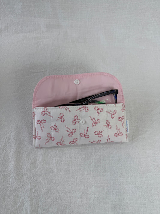 White with Pink Bows Glasses Case