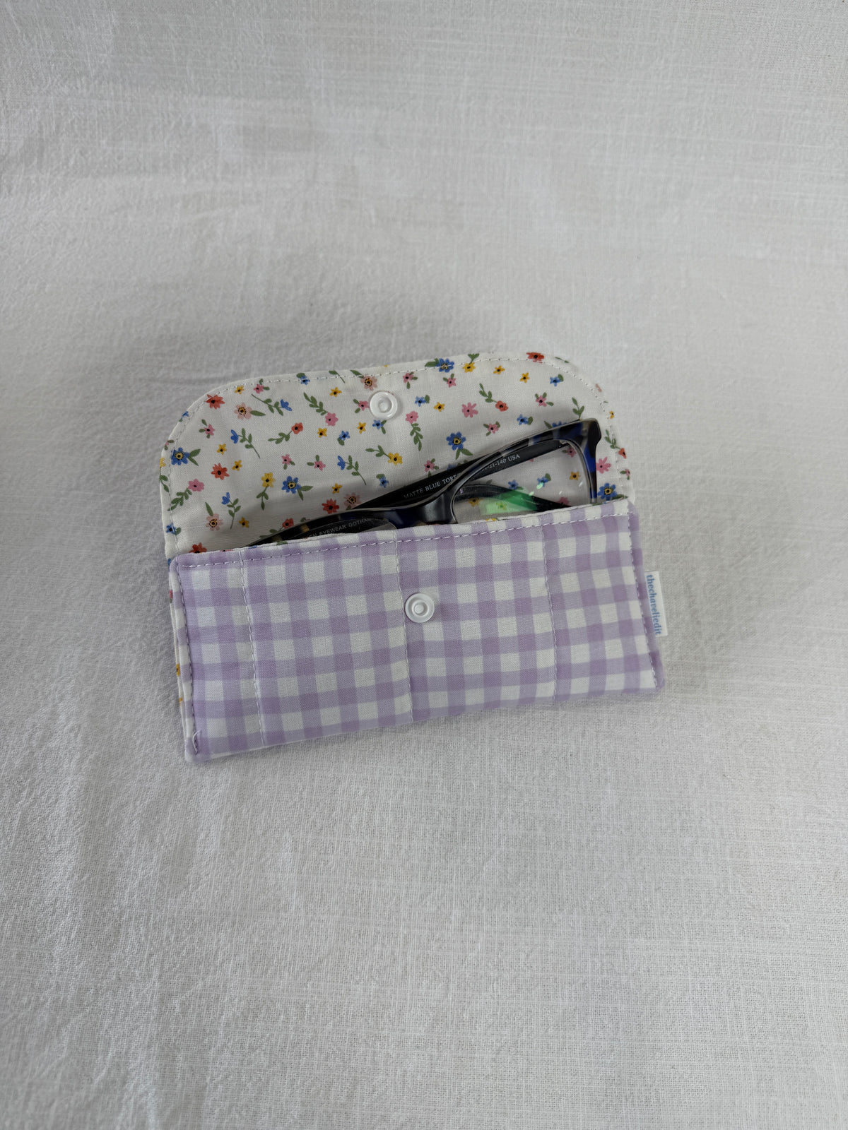 Purple Gingham Glasses Case