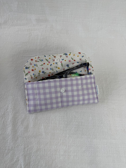 Purple Gingham Glasses Case