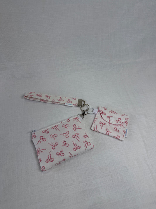 White with Pink Bows Keychain Wallet