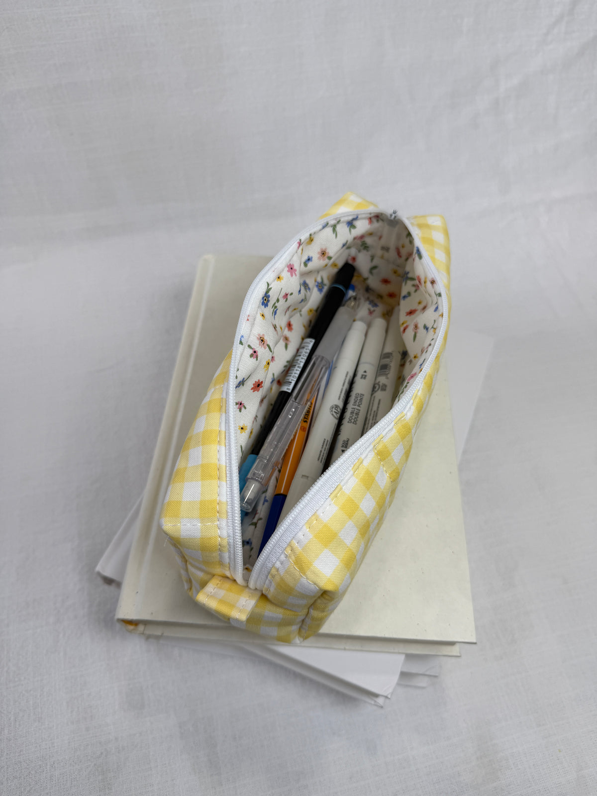 Yellow Gingham Pencil Pouch