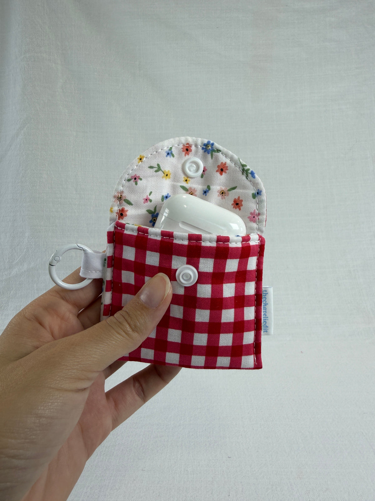 Red Gingham Earbuds Case