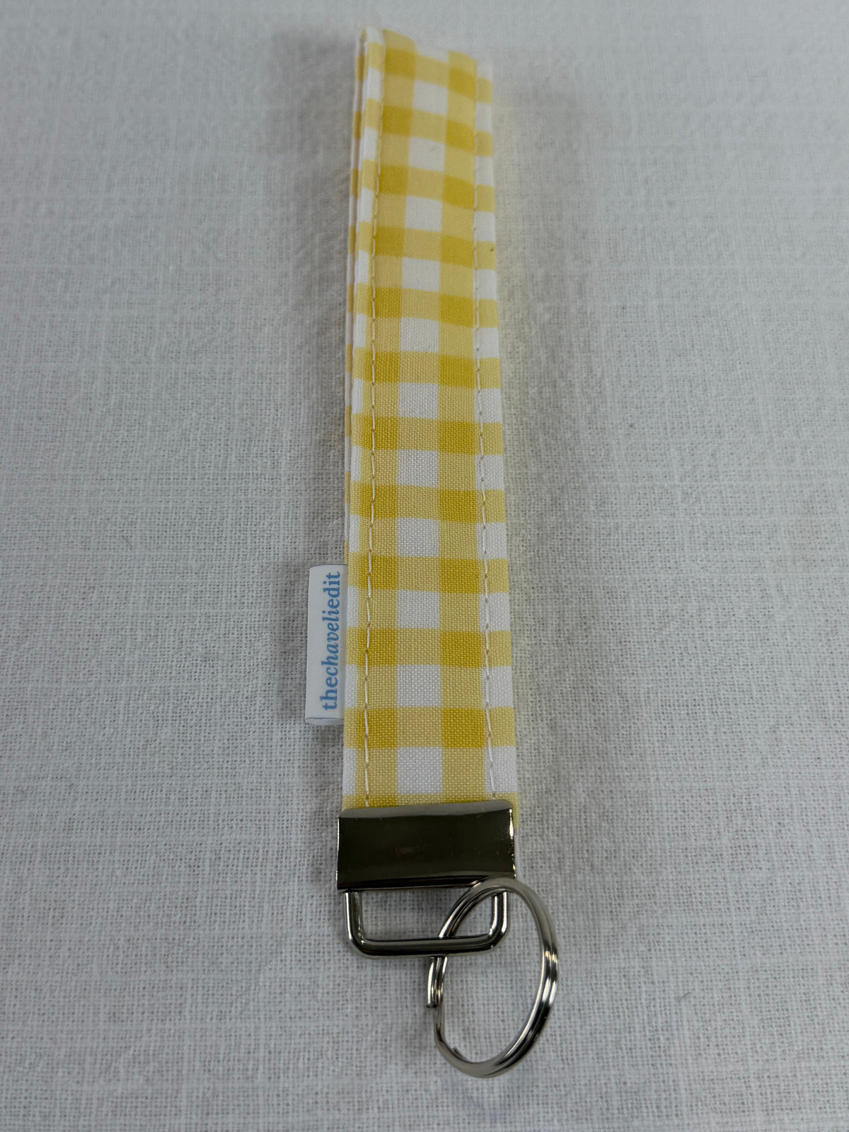 Yellow Gingham Keychain Wristlet