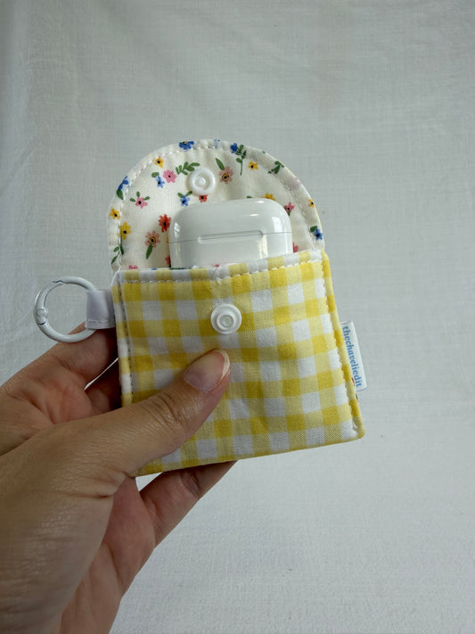 Yellow Gingham Earbuds Case