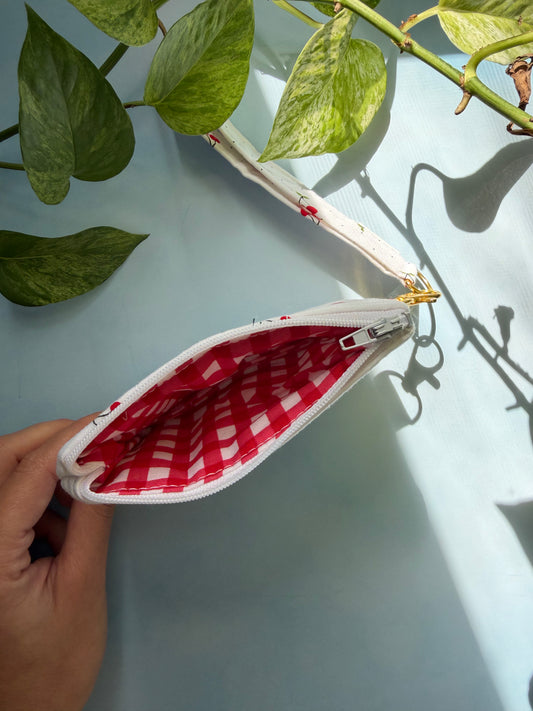 Cherries on White Keychain Wallet