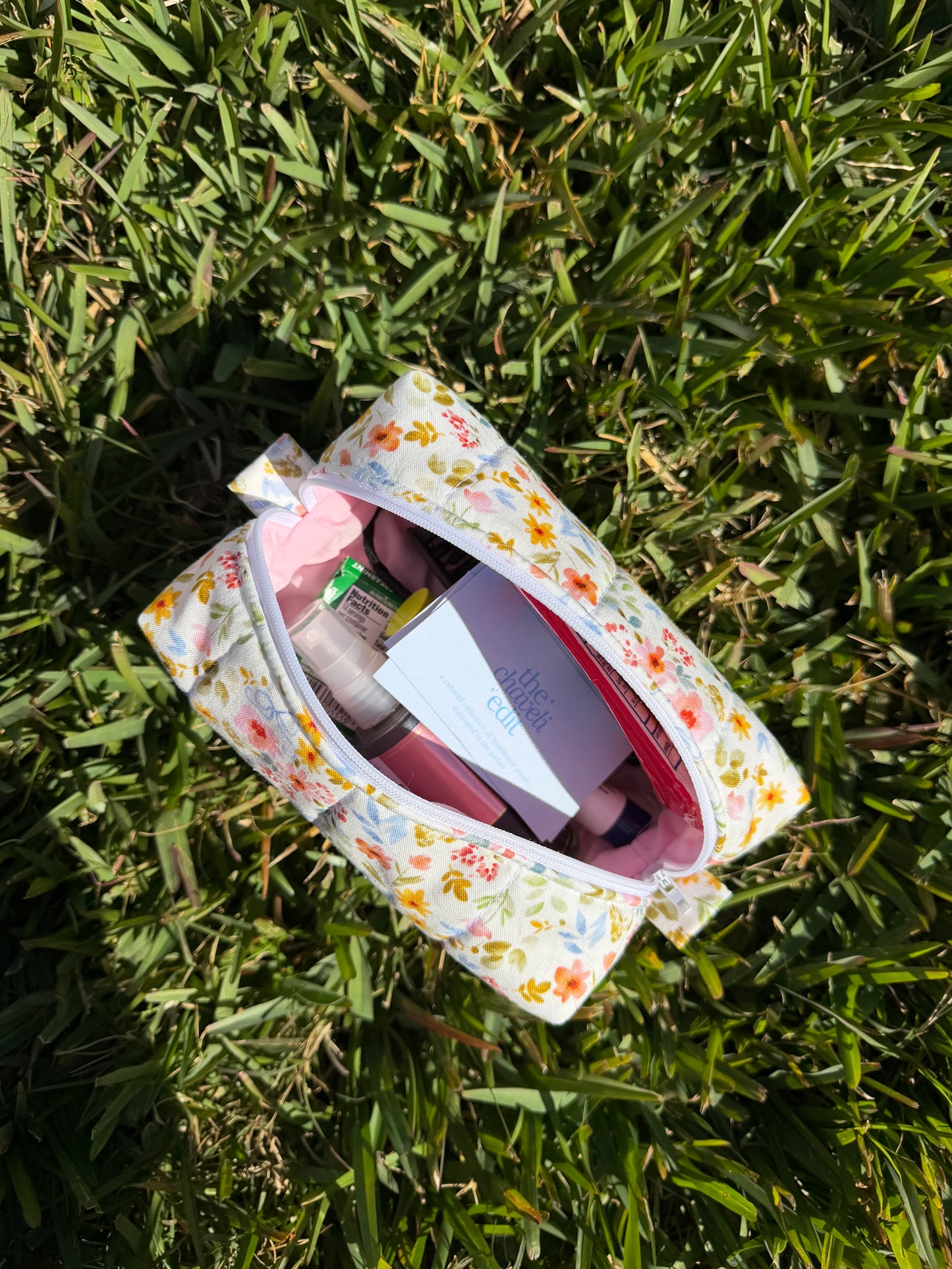 Blue Bow Floral Small Pouch