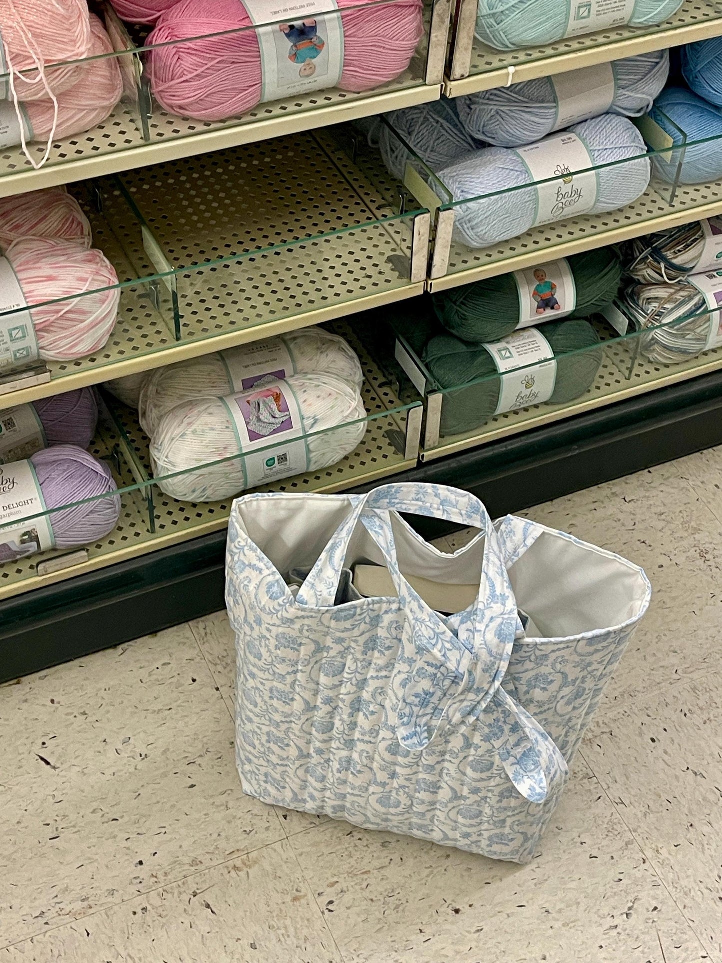 Quilted Tote Bag with Pockets Handmade Carry All Bag Brides Maid Tote Bag Knitting Bag Travel Bag