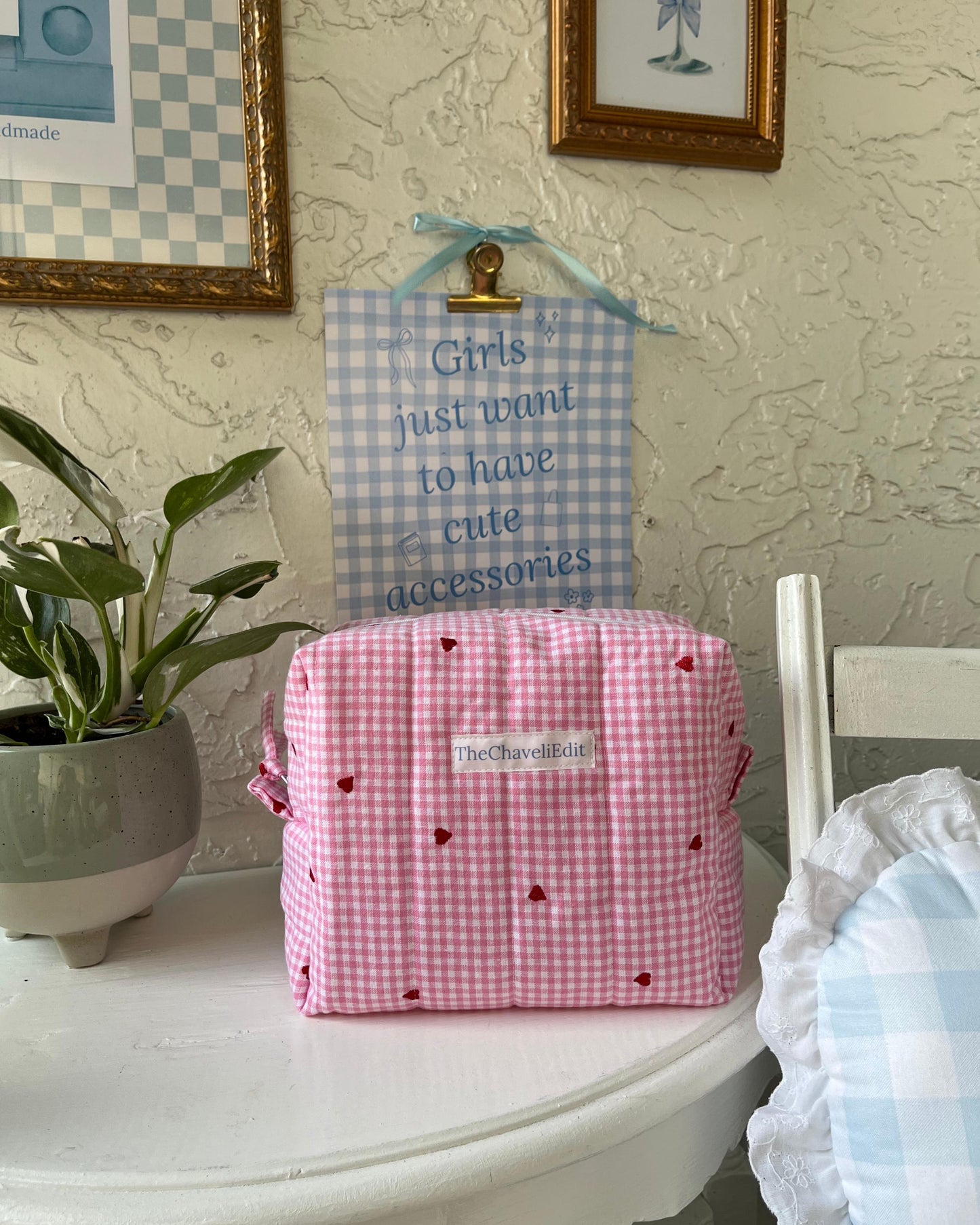 Handmade Quilted MakeUp Bag | Travel Make Up Bag | Makeup Bag | Purse Organizer | Cosmetic Pouch | Bridal Party Gift for Her