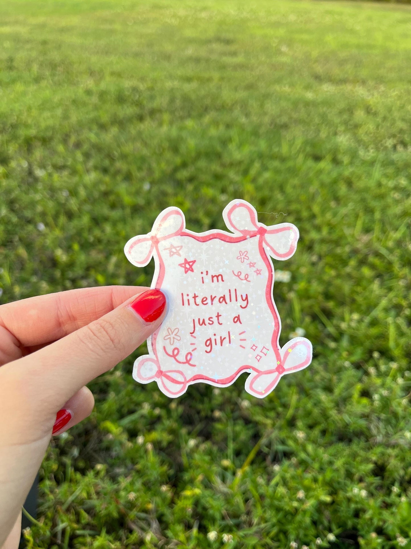 I'm just a girl Kindle Stickers, Aesthetic Stickers Laptop, Water Bottle, Kindle, Planner, Cute Bookish Stickers, Cute Stickers, Bow Sticker