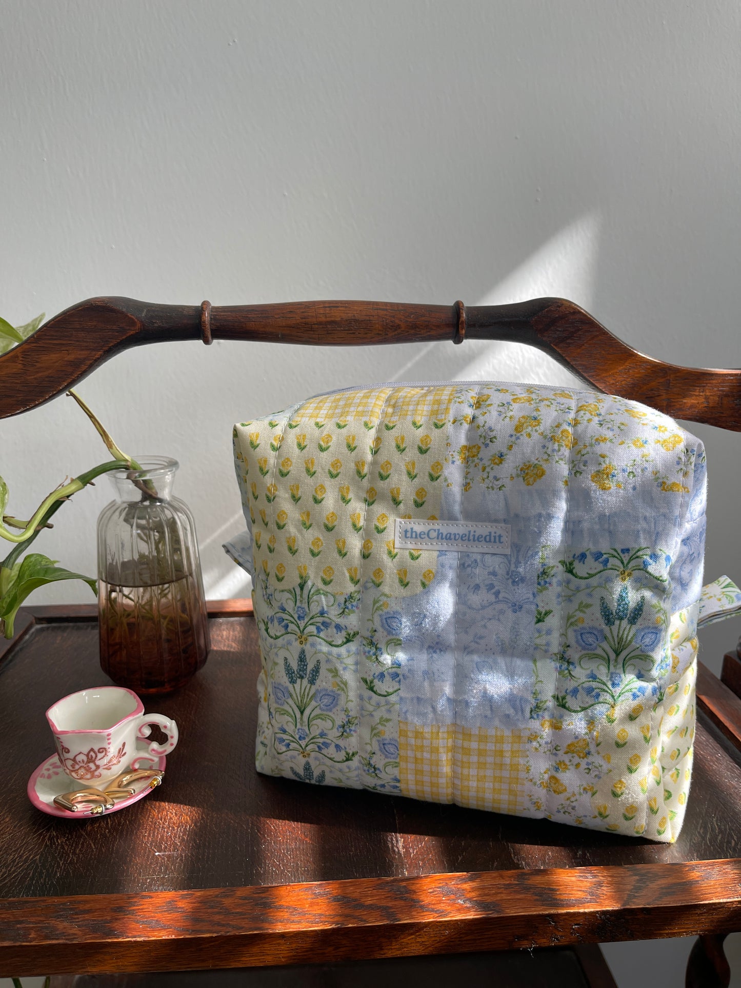 Yellow Patchwork Makeup Bag