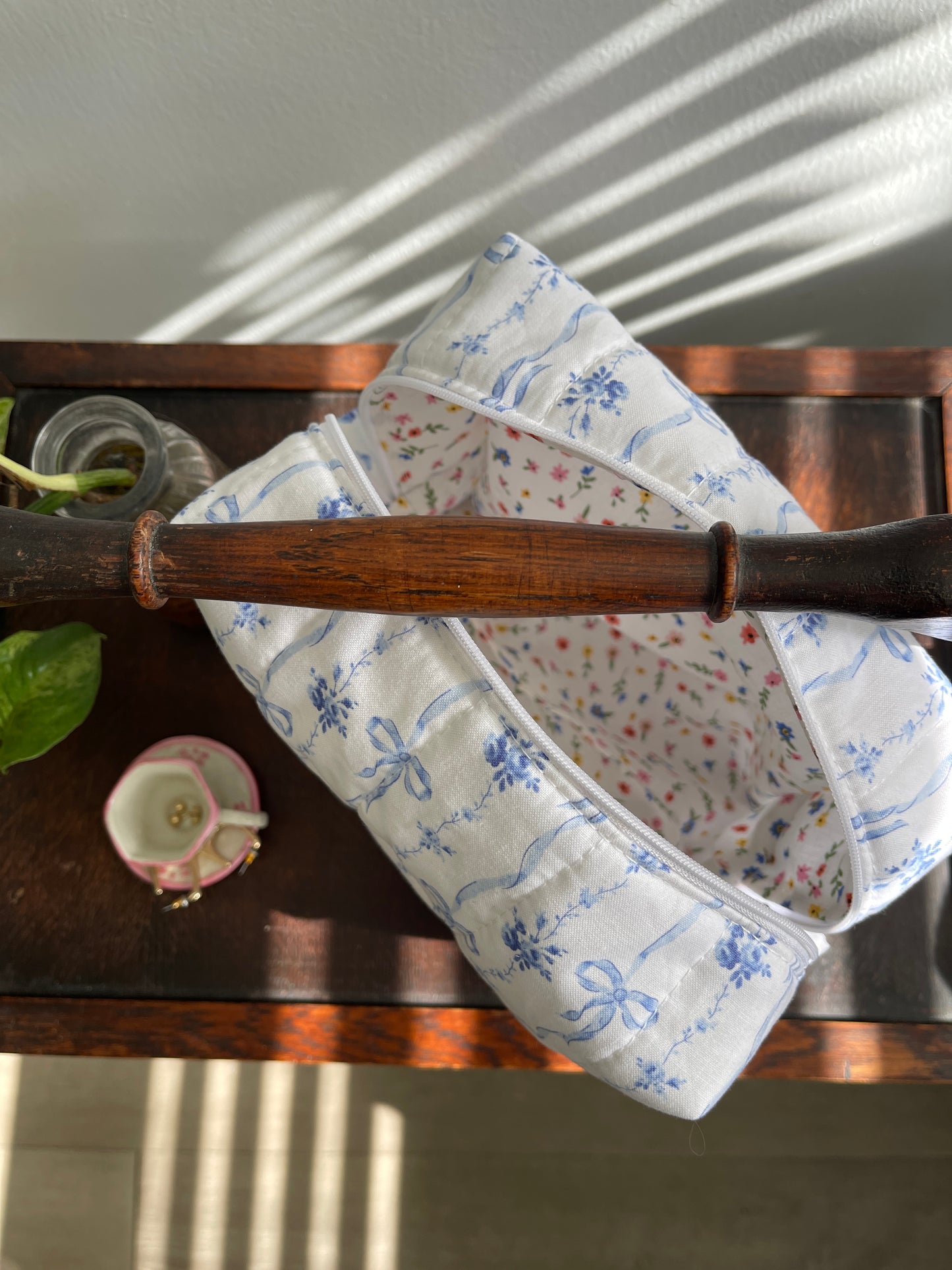 Blue Bows Makeup Bag