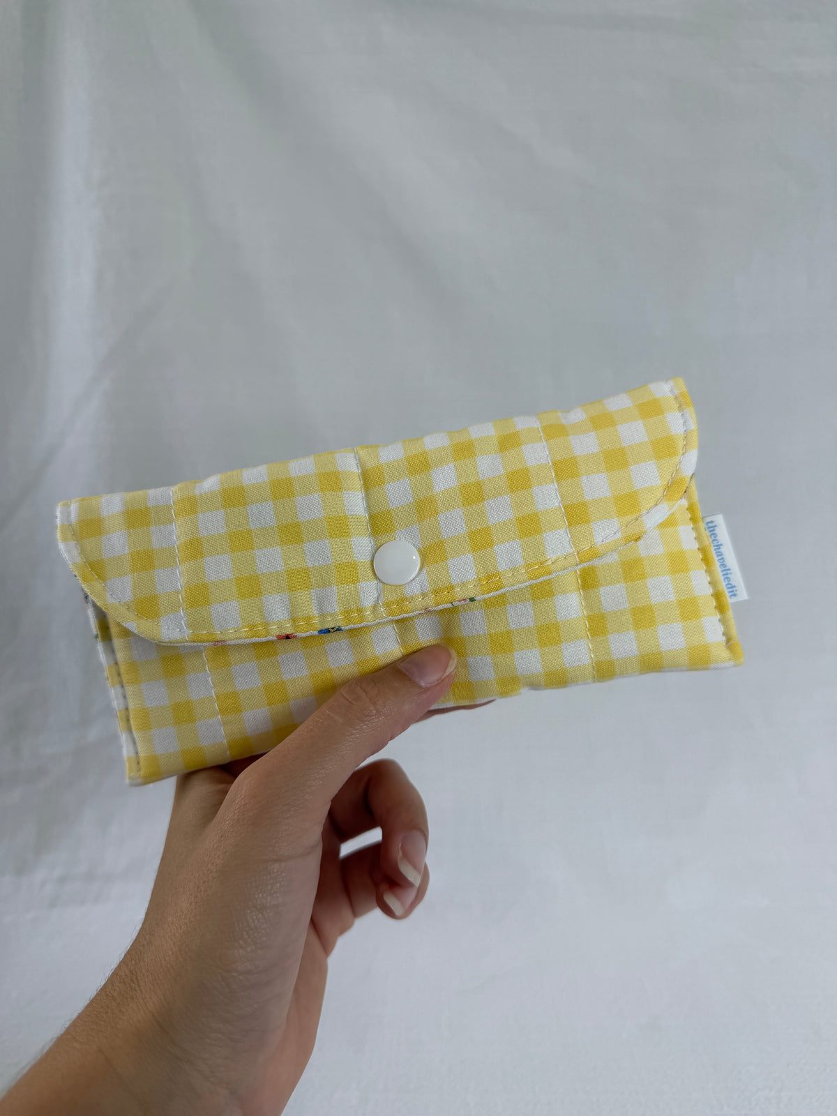 Yellow Gingham Glasses Case