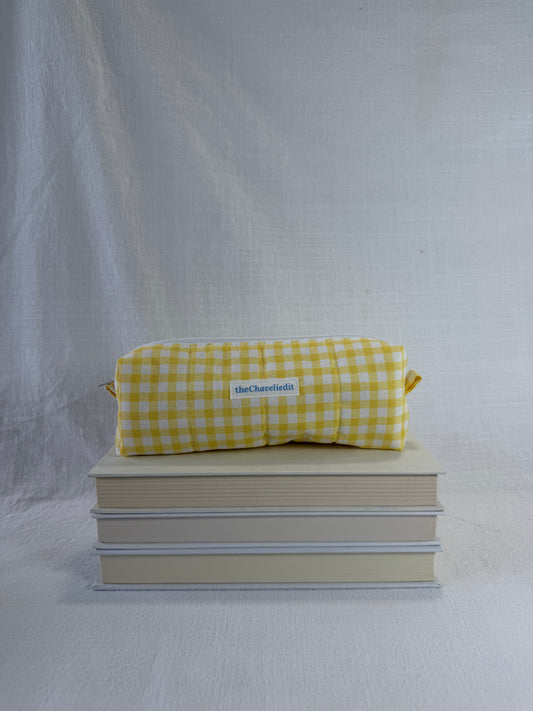 Yellow Gingham Pencil Pouch