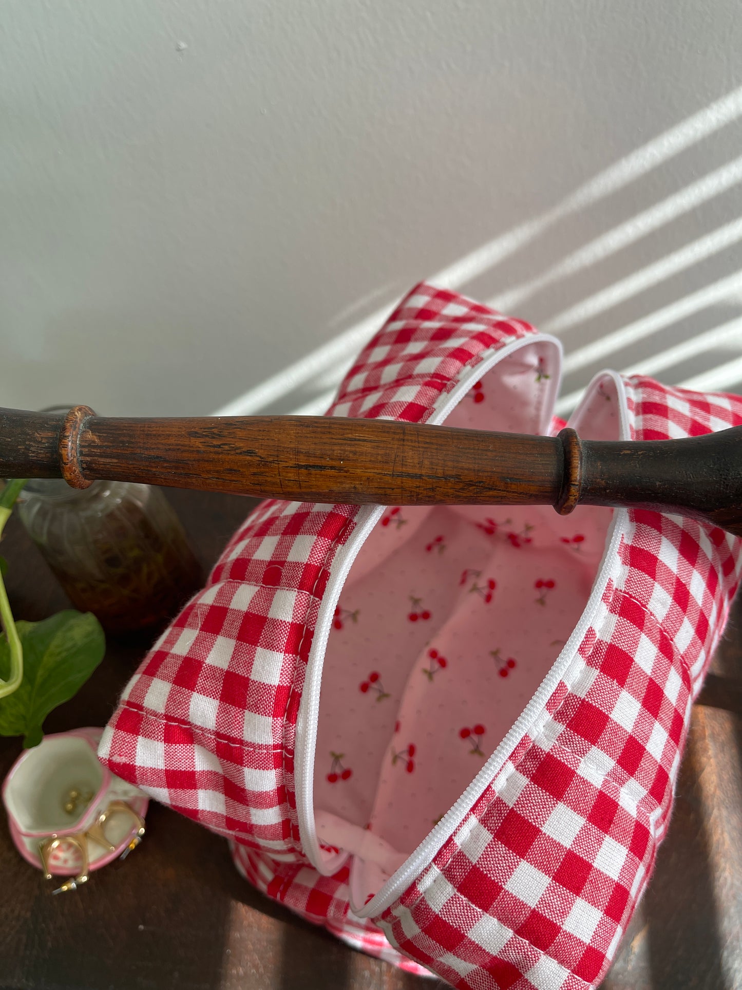 Red Gingham Makeup Bag