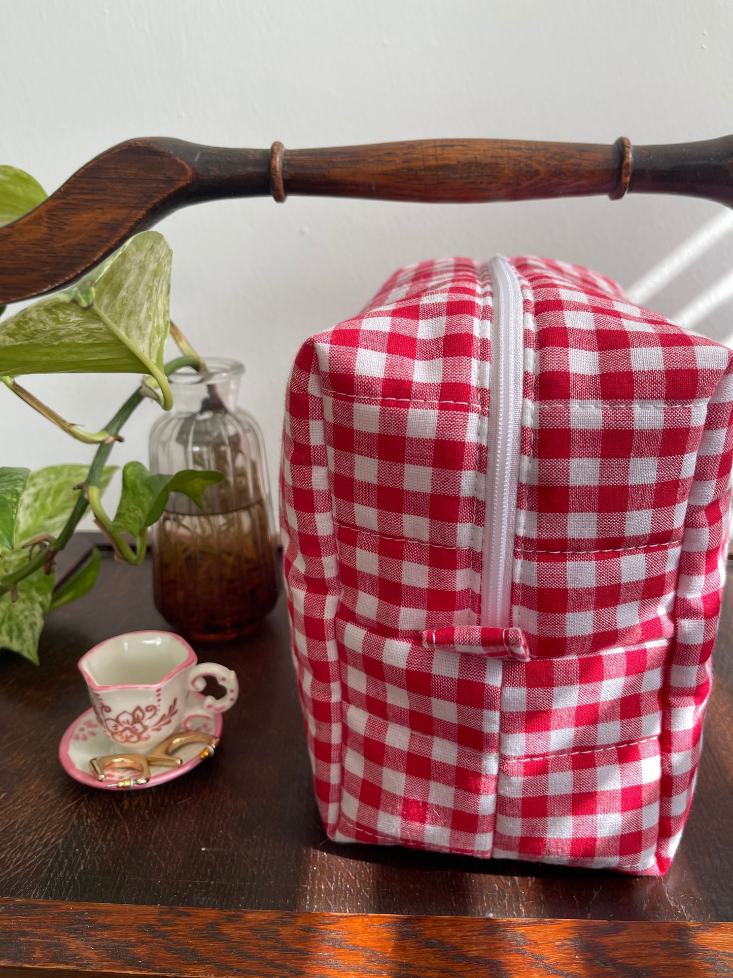 Red Gingham Makeup Bag