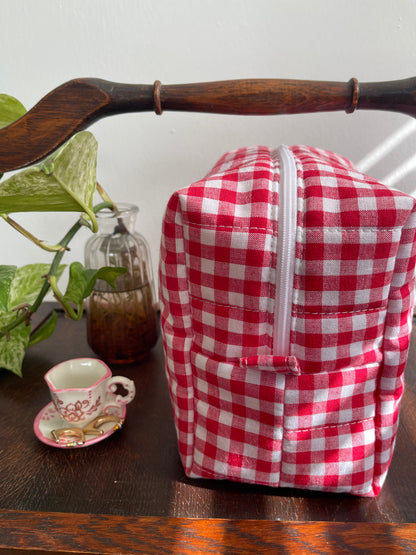 Red Gingham Makeup Bag