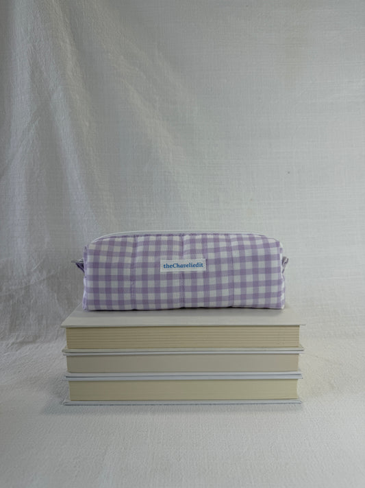 Purple Gingham Pencil Pouch