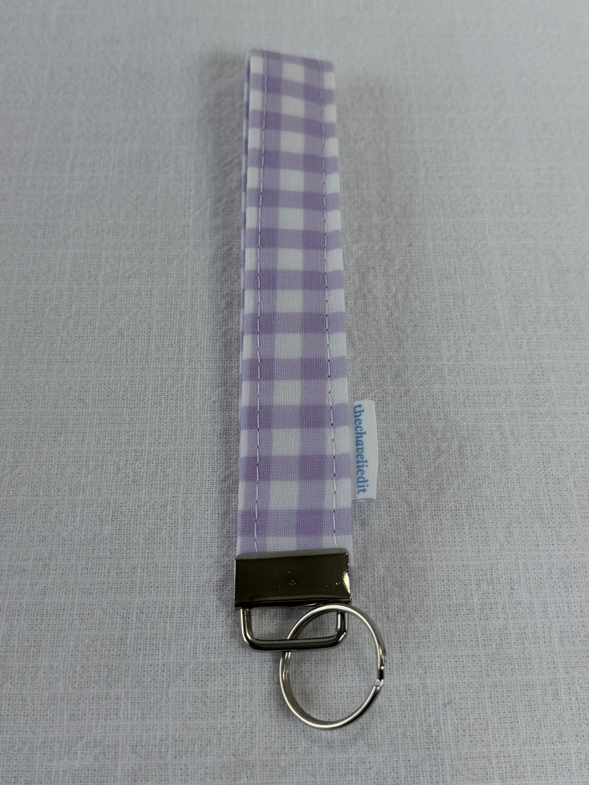Purple Gingham Keychain Wristlet