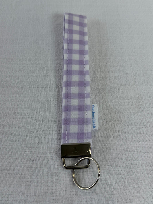 Purple Gingham Keychain Wristlet