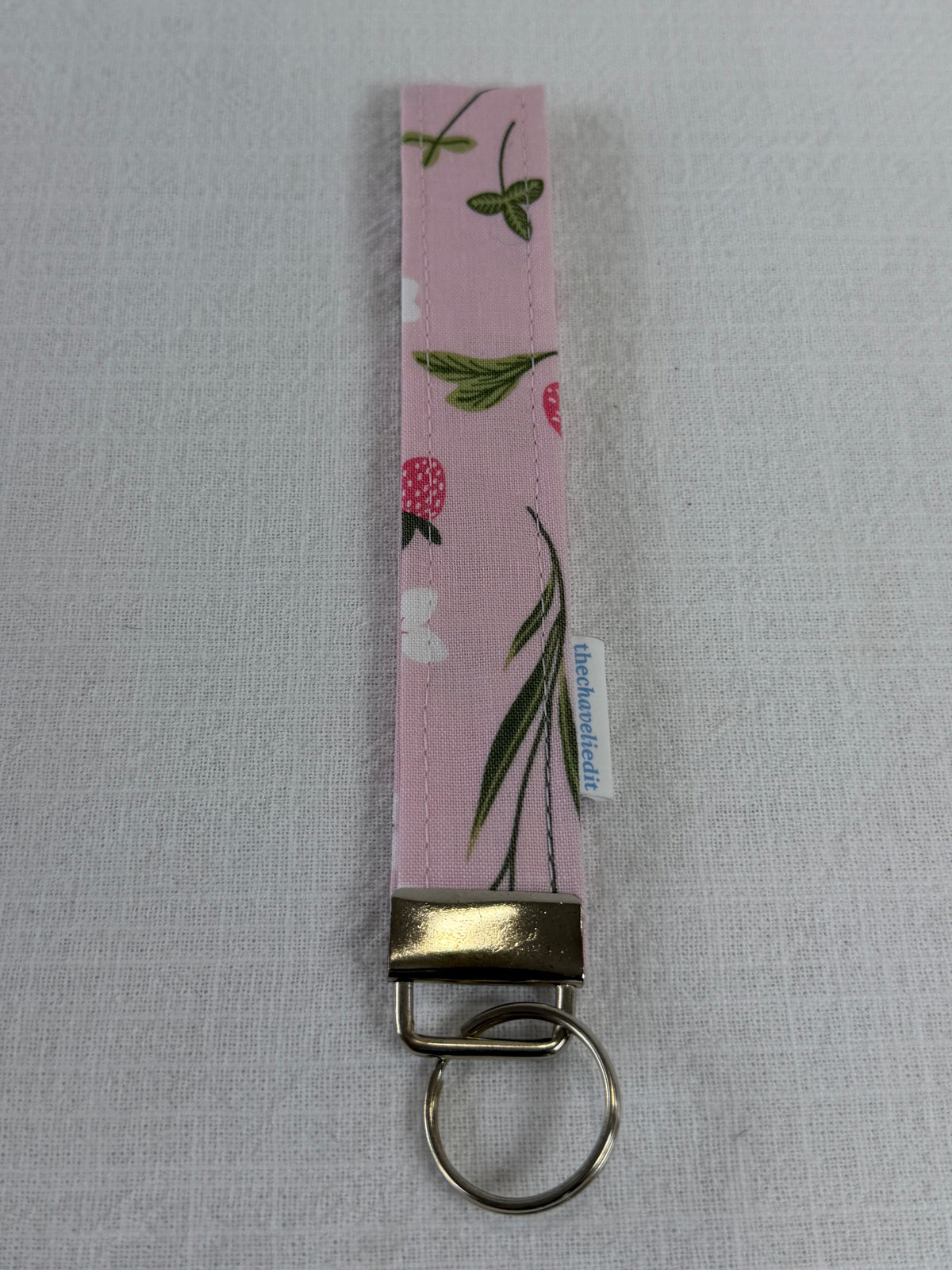 Strawberries and Bows Keychain Wristlet