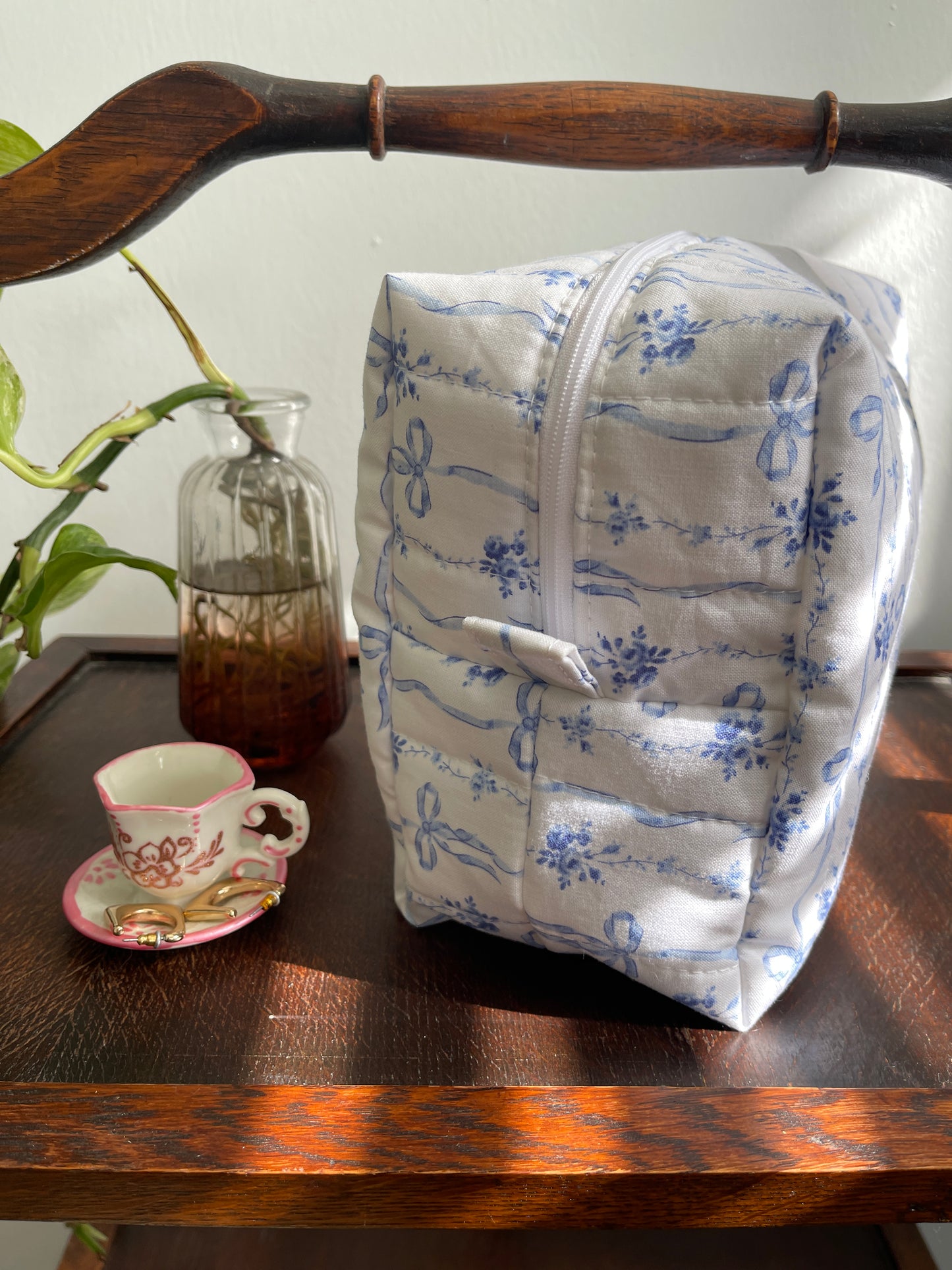 Blue Bows Makeup Bag