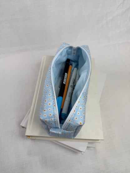 Daisies on Blue Pencil Pouch