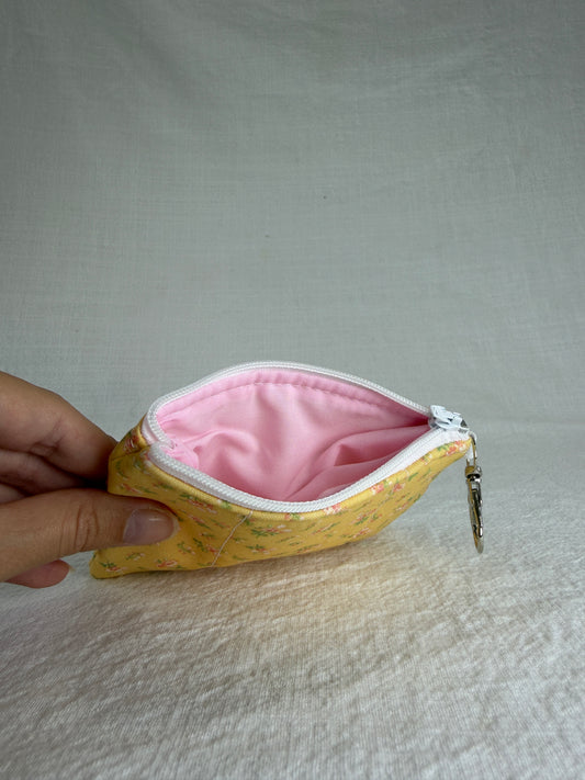 Pink Roses on Yellow  Keychain Wallet