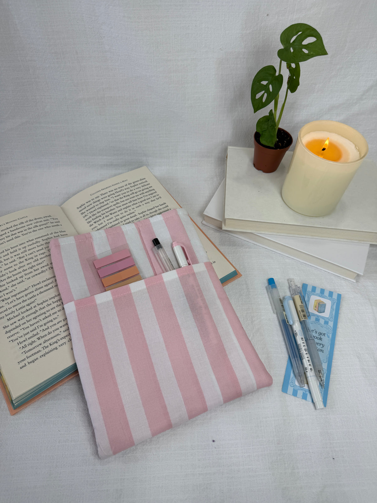 Pink Stripes Book Sleeve