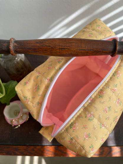 Tiny Pink Roses Makeup Bag