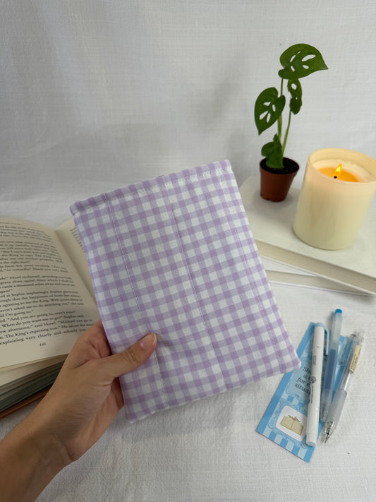 Purple Gingham Book Sleeve