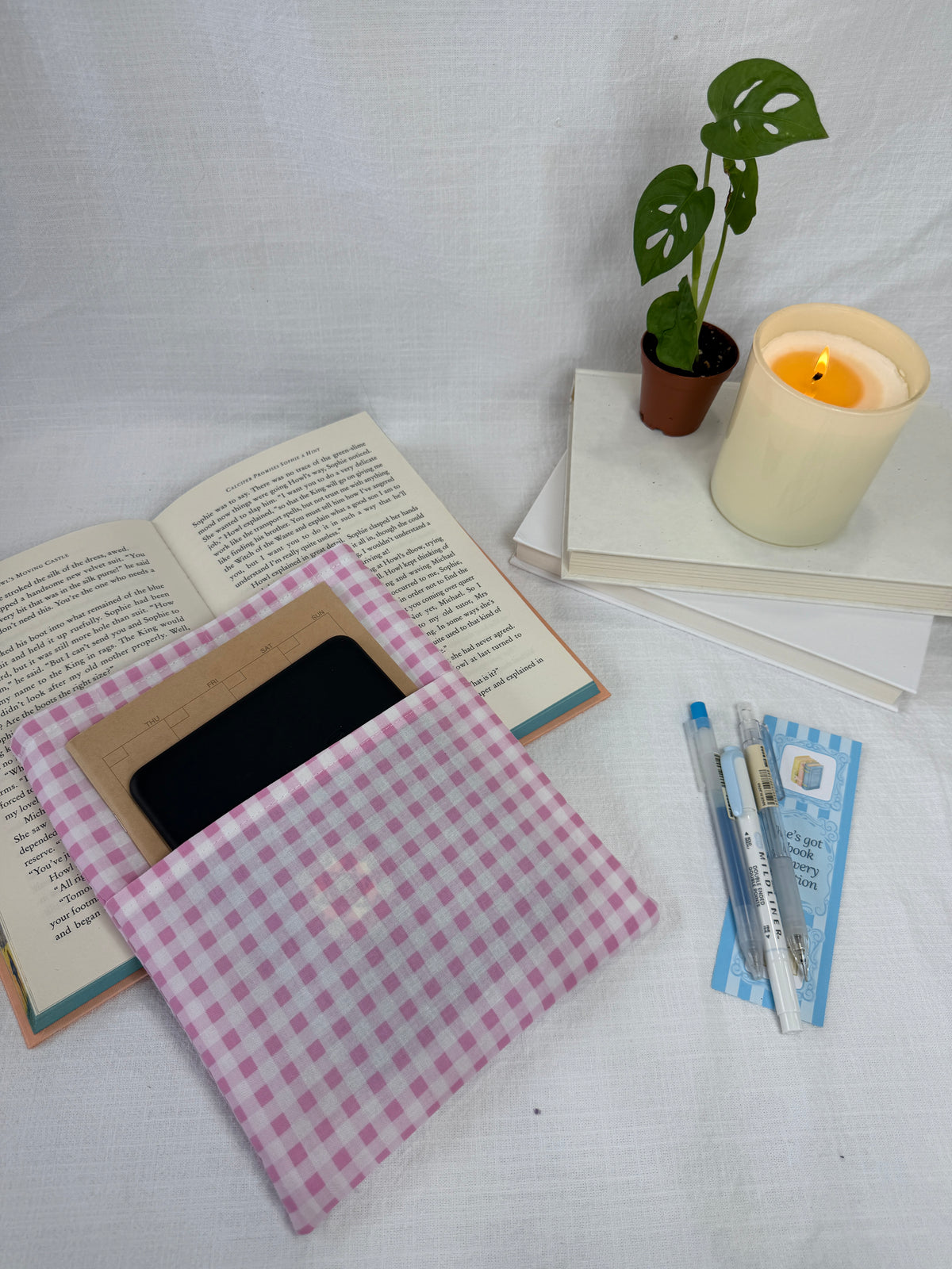 Pink Gingham Book Sleeve