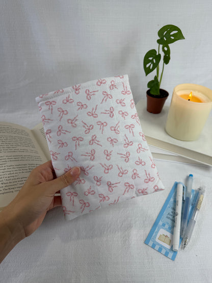 White with Pink Bows Book Sleeve