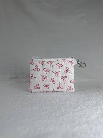 White with Pink Bows Keychain Wallet
