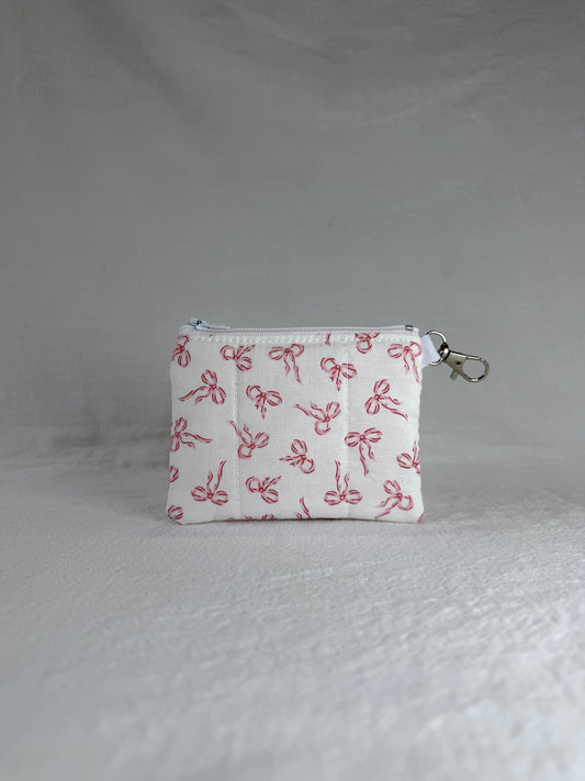 White with Pink Bows Keychain Wallet
