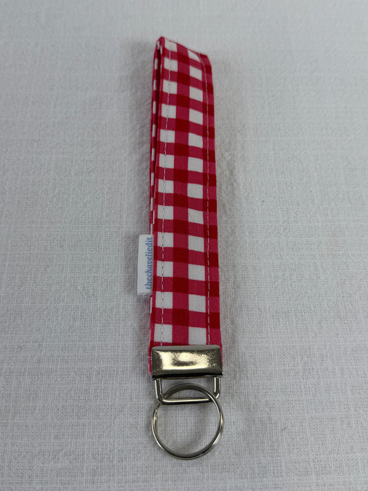 Red Gingham Keychain Wristlet
