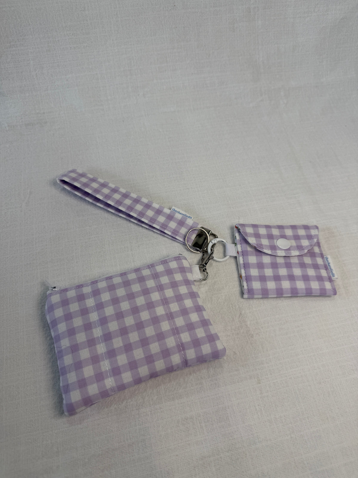 Purple Gingham Keychain Wallet