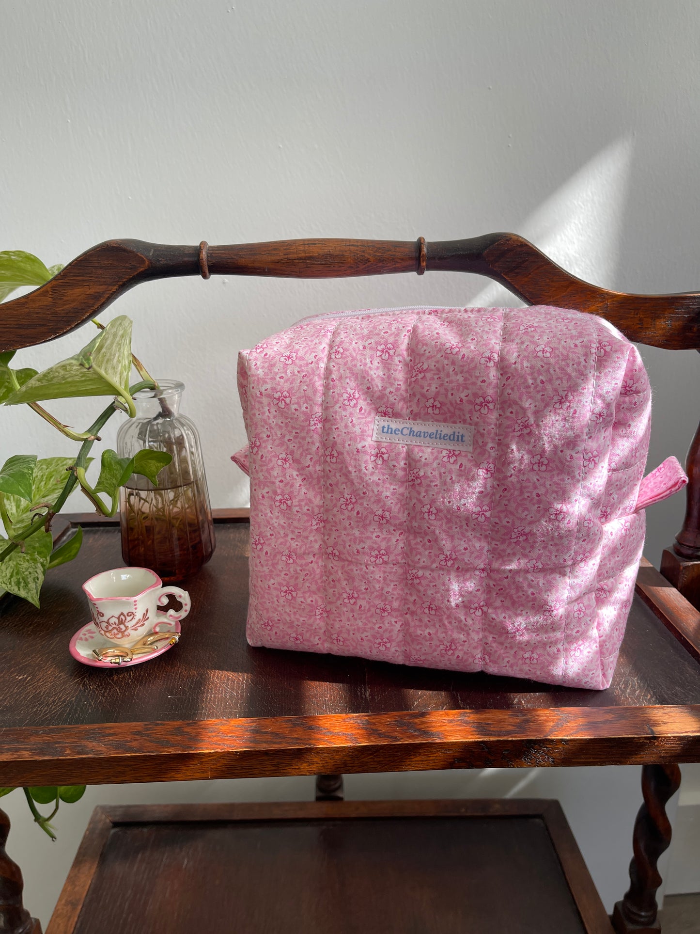 Pink Hibiscus Makeup Bag