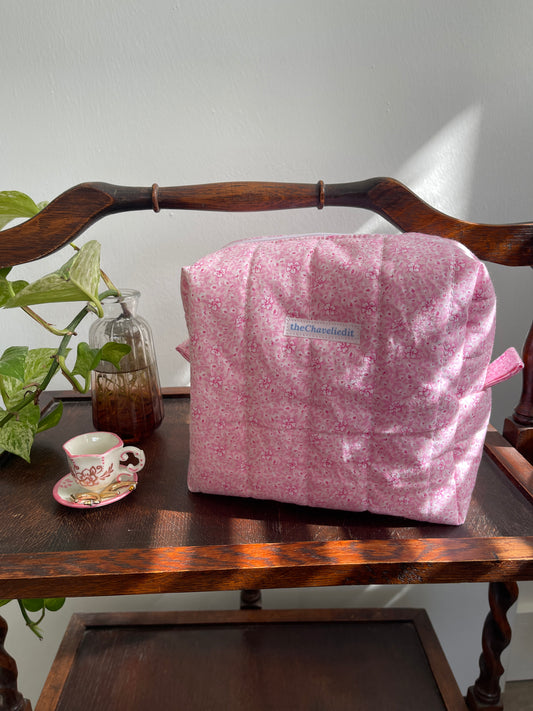 Pink Hibiscus Makeup Bag