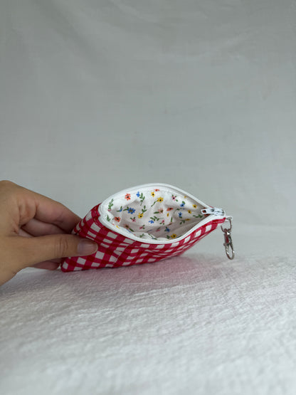 Red Gingham Keychain Wallet