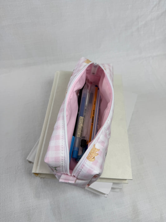 Bunnies on Pink Gingham Pencil Pouch