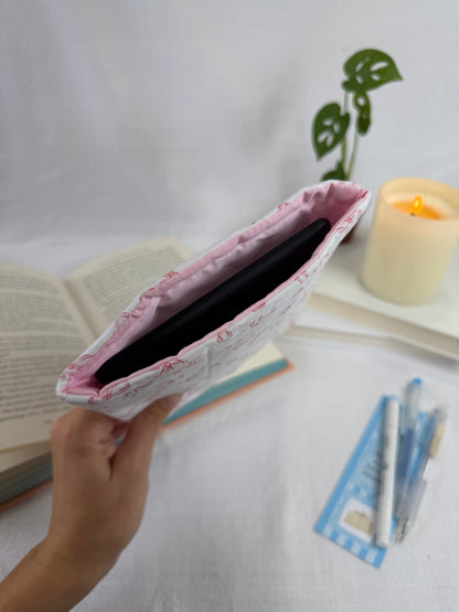 White with Pink Bows Book Sleeve