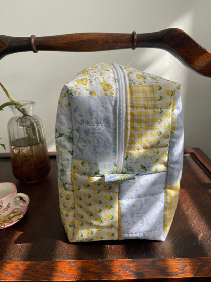 Yellow Patchwork Makeup Bag